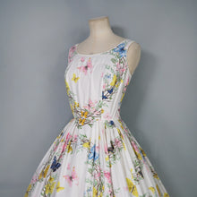Load image into Gallery viewer, 50s BEAUMART GARLAND AND BUTTERFLY PRINT FULL SKIRTED SUMMER DRESS - XS