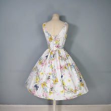 Load image into Gallery viewer, 50s BEAUMART GARLAND AND BUTTERFLY PRINT FULL SKIRTED SUMMER DRESS - XS