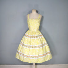 Load image into Gallery viewer, 50s HORROCKSES FASHIONS YELLOW FLORAL FULL SKIRTED DRESS AND BOLERO - XS