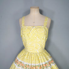 Load image into Gallery viewer, 50s HORROCKSES FASHIONS YELLOW FLORAL FULL SKIRTED DRESS AND BOLERO - XS