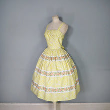 Load image into Gallery viewer, 50s HORROCKSES FASHIONS YELLOW FLORAL FULL SKIRTED DRESS AND BOLERO - XS
