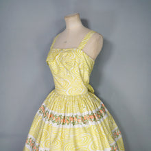 Load image into Gallery viewer, 50s HORROCKSES FASHIONS YELLOW FLORAL FULL SKIRTED DRESS AND BOLERO - XS