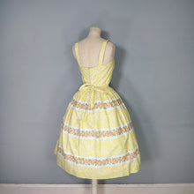 Load image into Gallery viewer, 50s HORROCKSES FASHIONS YELLOW FLORAL FULL SKIRTED DRESS AND BOLERO - XS