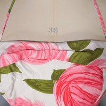 Load image into Gallery viewer, 50s LARGE PINK PAINTERLY ROSE PRINT HALTER SUN DRESS - S