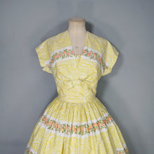 Load image into Gallery viewer, 50s HORROCKSES FASHIONS YELLOW FLORAL FULL SKIRTED DRESS AND BOLERO - XS
