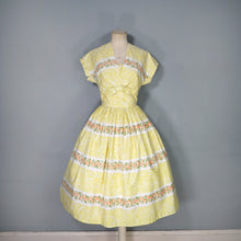 Load image into Gallery viewer, 50s HORROCKSES FASHIONS YELLOW FLORAL FULL SKIRTED DRESS AND BOLERO - XS