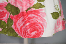 Load image into Gallery viewer, 50s LARGE PINK PAINTERLY ROSE PRINT HALTER SUN DRESS - S