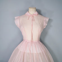 Load image into Gallery viewer, 50s PASTEL BALLET PINK SHEER TULLE DRESS WITH COLLAR AND BOW - XS