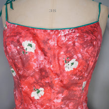 Load image into Gallery viewer, 50s HORROCKSES FASHIONS RED FLORAL FULL SKIRT COTTON SUN DRESS WITH SHAWL