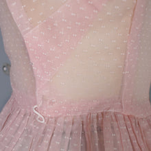 Load image into Gallery viewer, 50s PASTEL BALLET PINK SHEER TULLE DRESS WITH COLLAR AND BOW - XS