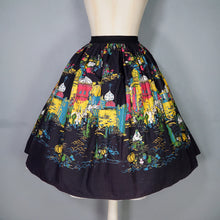 Load image into Gallery viewer, 50s MILLWORTH CASBAH PRINT NOVELTY SKIRT IN BLACK COTTON - 29"