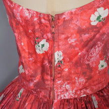 Load image into Gallery viewer, 50s HORROCKSES FASHIONS RED FLORAL FULL SKIRT COTTON SUN DRESS WITH SHAWL