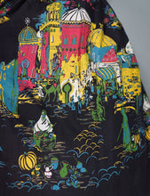 Load image into Gallery viewer, 50s MILLWORTH CASBAH PRINT NOVELTY SKIRT IN BLACK COTTON - 29"