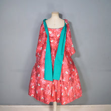 Load image into Gallery viewer, 50s HORROCKSES FASHIONS RED FLORAL FULL SKIRT COTTON SUN DRESS WITH SHAWL