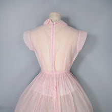 Load image into Gallery viewer, 50s PASTEL BALLET PINK SHEER TULLE DRESS WITH COLLAR AND BOW - XS
