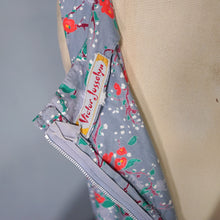 Load image into Gallery viewer, 50s VICTOR JOSSELYN GREY WITH RED FLORAL PRINT DRESS WITH HUGE FULL SKIRT - XS