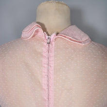 Load image into Gallery viewer, 50s PASTEL BALLET PINK SHEER TULLE DRESS WITH COLLAR AND BOW - XS