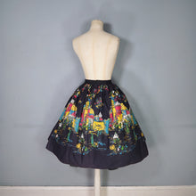 Load image into Gallery viewer, 50s MILLWORTH CASBAH PRINT NOVELTY SKIRT IN BLACK COTTON - 29"
