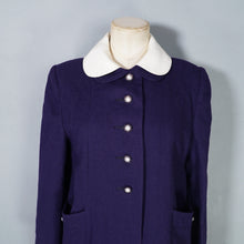 Load image into Gallery viewer, 60s NAVY BLUE WITH WHITE COLLAR MINI BABYDOLL SWING COAT S