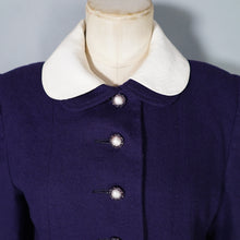 Load image into Gallery viewer, 60s NAVY BLUE WITH WHITE COLLAR MINI BABYDOLL SWING COAT S