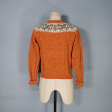 Load image into Gallery viewer, 70s HANDKNITTED RUST COLOURED WOOL FAIRISLE CARDIGAN - XS-S