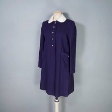 Load image into Gallery viewer, 60s NAVY BLUE WITH WHITE COLLAR MINI BABYDOLL SWING COAT S