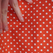 Load image into Gallery viewer, 50s 60s RED POLKA DOT CALIFORNIA COTTONS DRESS WITH DAISY BUTTON TRIM  - S-M