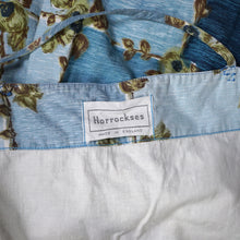 Load image into Gallery viewer, 50s HORROCKSES FASHIONS BLUE STRAPPY FULL SKRTED FLORAL GRID PRINT SUN DRESS - S
