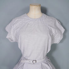 Load image into Gallery viewer, 40s LIGHT ASH GREY SOUTACHE 3 BLOUSE, SKIRT AND BELT 3 PIECE DRESS SET - S