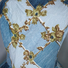 Load image into Gallery viewer, 50s HORROCKSES FASHIONS BLUE STRAPPY FULL SKRTED FLORAL GRID PRINT SUN DRESS - S
