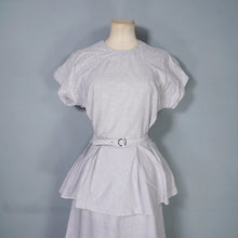 Load image into Gallery viewer, 40s LIGHT ASH GREY SOUTACHE 3 BLOUSE, SKIRT AND BELT 3 PIECE DRESS SET - S