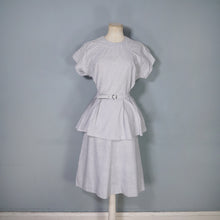 Load image into Gallery viewer, 40s LIGHT ASH GREY SOUTACHE 3 BLOUSE, SKIRT AND BELT 3 PIECE DRESS SET - S