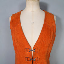 Load image into Gallery viewer, 60s PUMPKIN ORANGE SUEDE WAISTCOAT / GILET DRESS WITH BUCKLES - S
