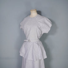 Load image into Gallery viewer, 40s LIGHT ASH GREY SOUTACHE 3 BLOUSE, SKIRT AND BELT 3 PIECE DRESS SET - S