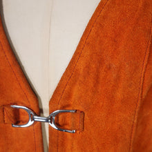 Load image into Gallery viewer, 60s PUMPKIN ORANGE SUEDE WAISTCOAT / GILET DRESS WITH BUCKLES - S
