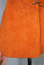 Load image into Gallery viewer, 60s PUMPKIN ORANGE SUEDE WAISTCOAT / GILET DRESS WITH BUCKLES - S