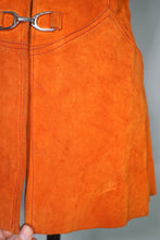 Load image into Gallery viewer, 60s PUMPKIN ORANGE SUEDE WAISTCOAT / GILET DRESS WITH BUCKLES - S