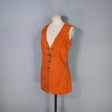 Load image into Gallery viewer, 60s PUMPKIN ORANGE SUEDE WAISTCOAT / GILET DRESS WITH BUCKLES - S
