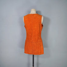 Load image into Gallery viewer, 60s PUMPKIN ORANGE SUEDE WAISTCOAT / GILET DRESS WITH BUCKLES - S