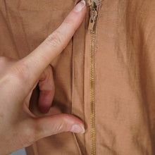 Load image into Gallery viewer, 50s ALICE EDWARDS WARM BROWN FULL SKIRTED DRESS WITH LEOPARD / CAT APPLIQUE - S