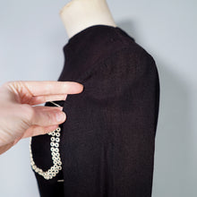 Load image into Gallery viewer, 40s BLACK CREPE BLOUSE WITH WHITE PIPING AND STUDDED POCKET - S