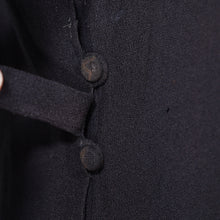 Load image into Gallery viewer, 40s BLACK CREPE BLOUSE WITH WHITE PIPING AND STUDDED POCKET - S