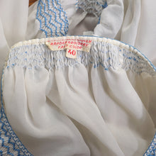 Load image into Gallery viewer, 60s SEMI SHEER ORIGINAL HUNGARIAN HAND EMBROIDERED FOLK BLOUSE - M