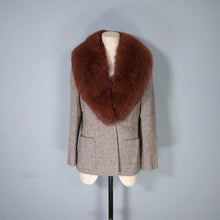 Load image into Gallery viewer, LATE 70s NINA RICCI FUR TRIM TWEED BLAZER JACKET - M