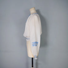 Load image into Gallery viewer, 60s SEMI SHEER ORIGINAL HUNGARIAN HAND EMBROIDERED FOLK BLOUSE - M