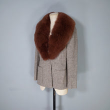 Load image into Gallery viewer, LATE 70s NINA RICCI FUR TRIM TWEED BLAZER JACKET - M