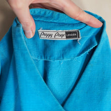 Load image into Gallery viewer, 50s 60s PEGGY PAGE TURQUOISE CORDUROY FULL SKIRTED DRESS - S
