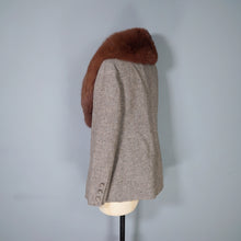 Load image into Gallery viewer, LATE 70s NINA RICCI FUR TRIM TWEED BLAZER JACKET - M
