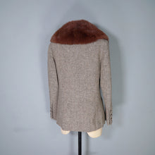 Load image into Gallery viewer, LATE 70s NINA RICCI FUR TRIM TWEED BLAZER JACKET - M