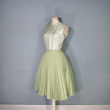Load image into Gallery viewer, 70s PASTEL GREEN PLEATED SKATER DRESS WITH BELT - S